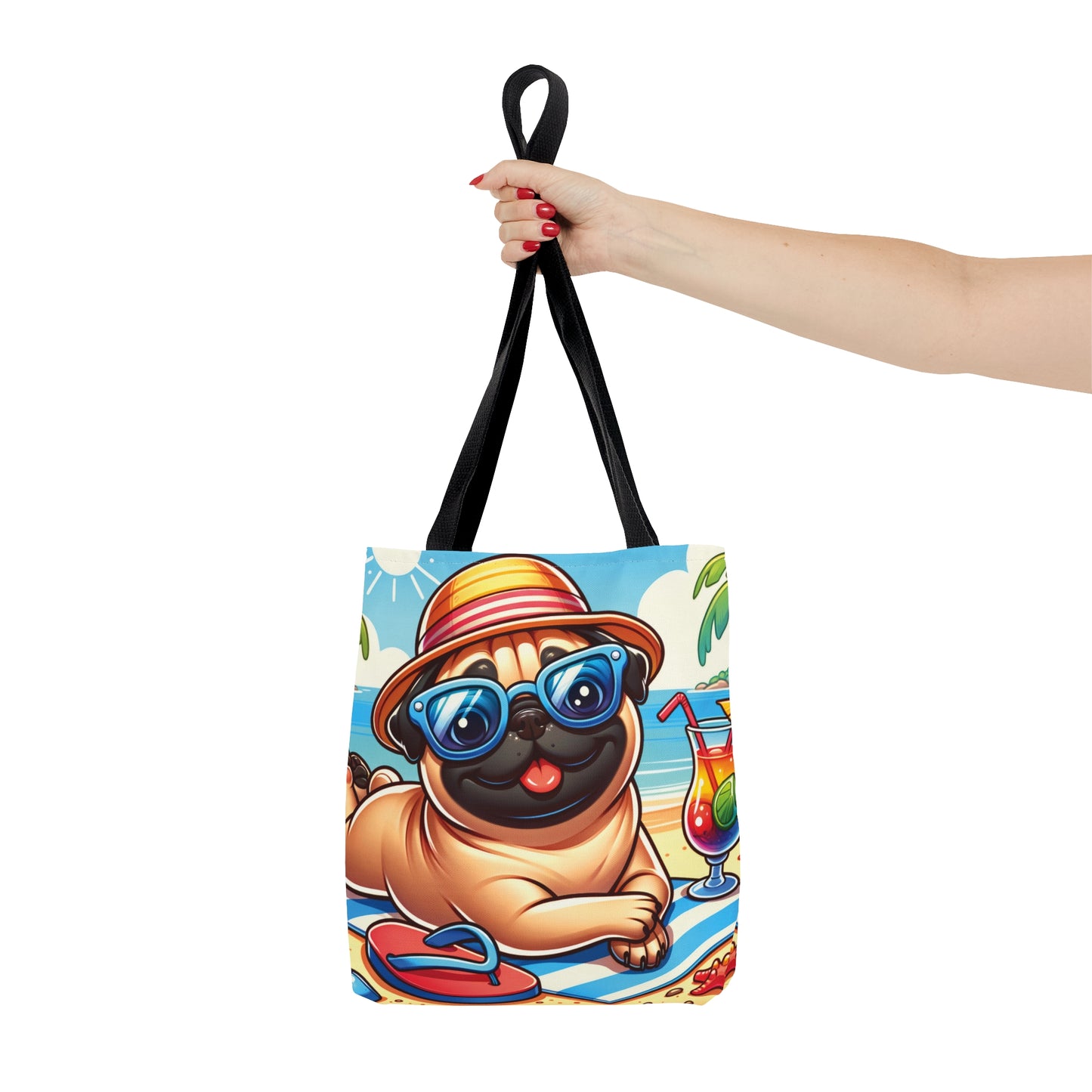 Tote Bag, Dog on Beach,Pug, Tote bag, awd-1238