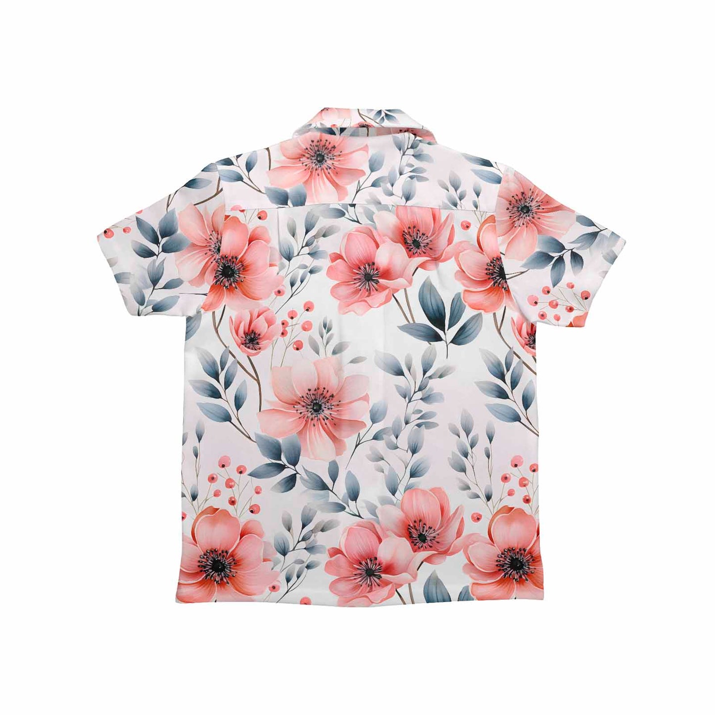 Apricot and Grey Floral Little Boys' Hawaiian Shirt (Model T58)