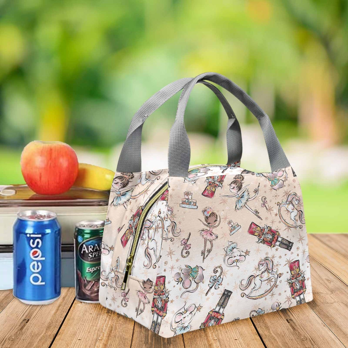 Nutcracker design 50 Portable Lunch Bag-Grey Handle