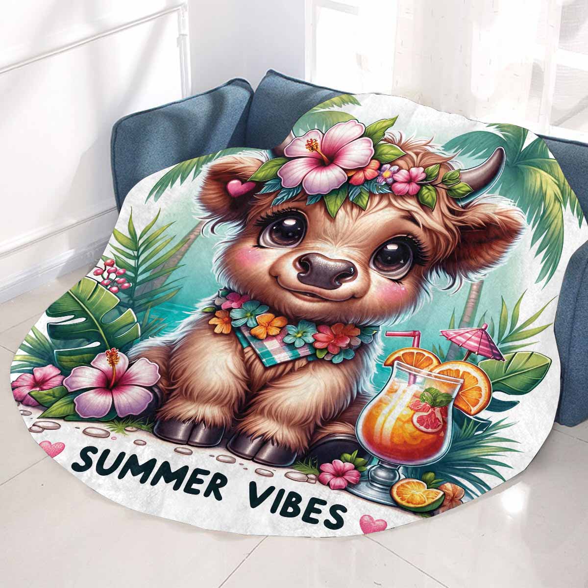 Highland Cow Awd3510115 Circular Micro Fleece Blanket 47"