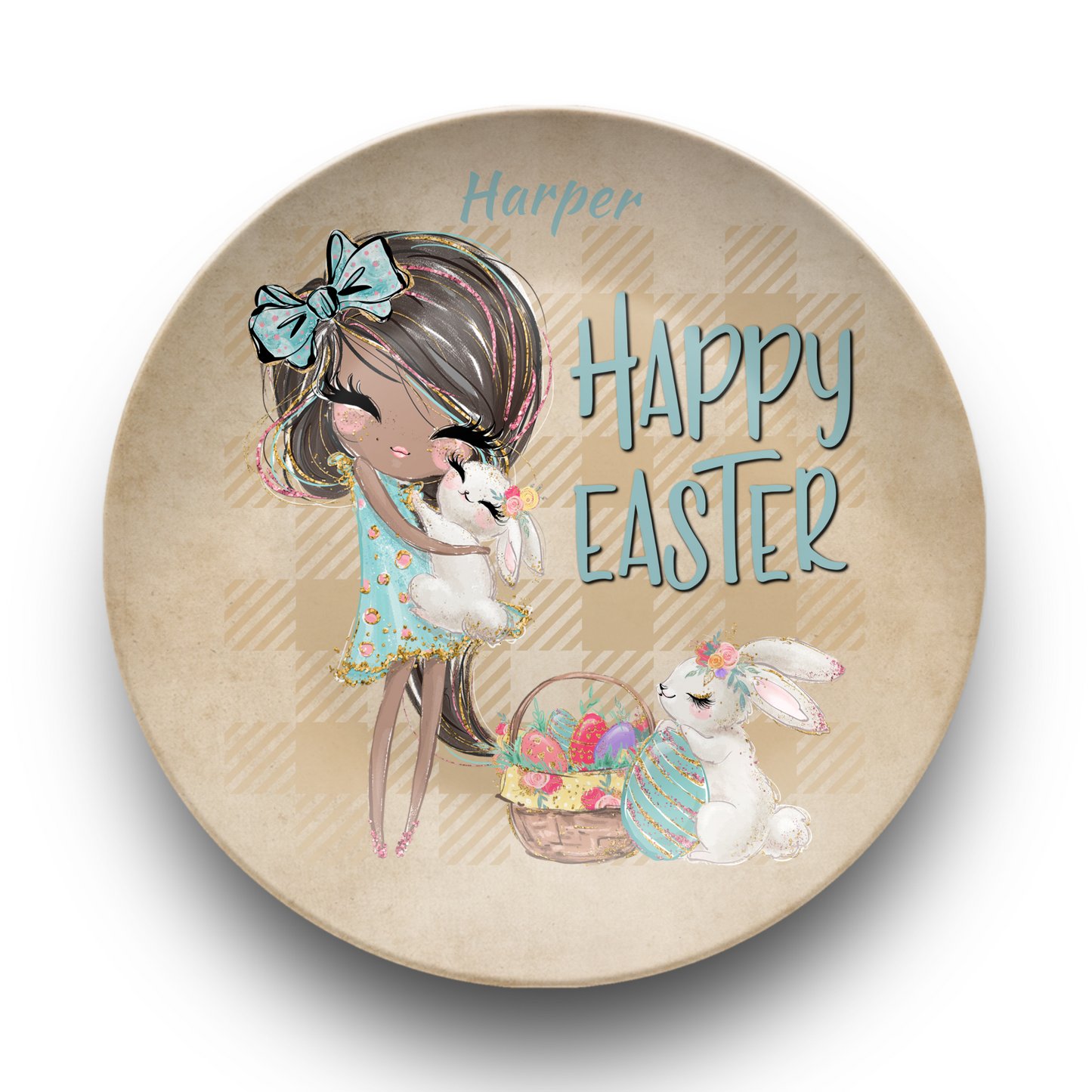 Happy Easter Just a Girl who Loves Bunnies Personalised Plate