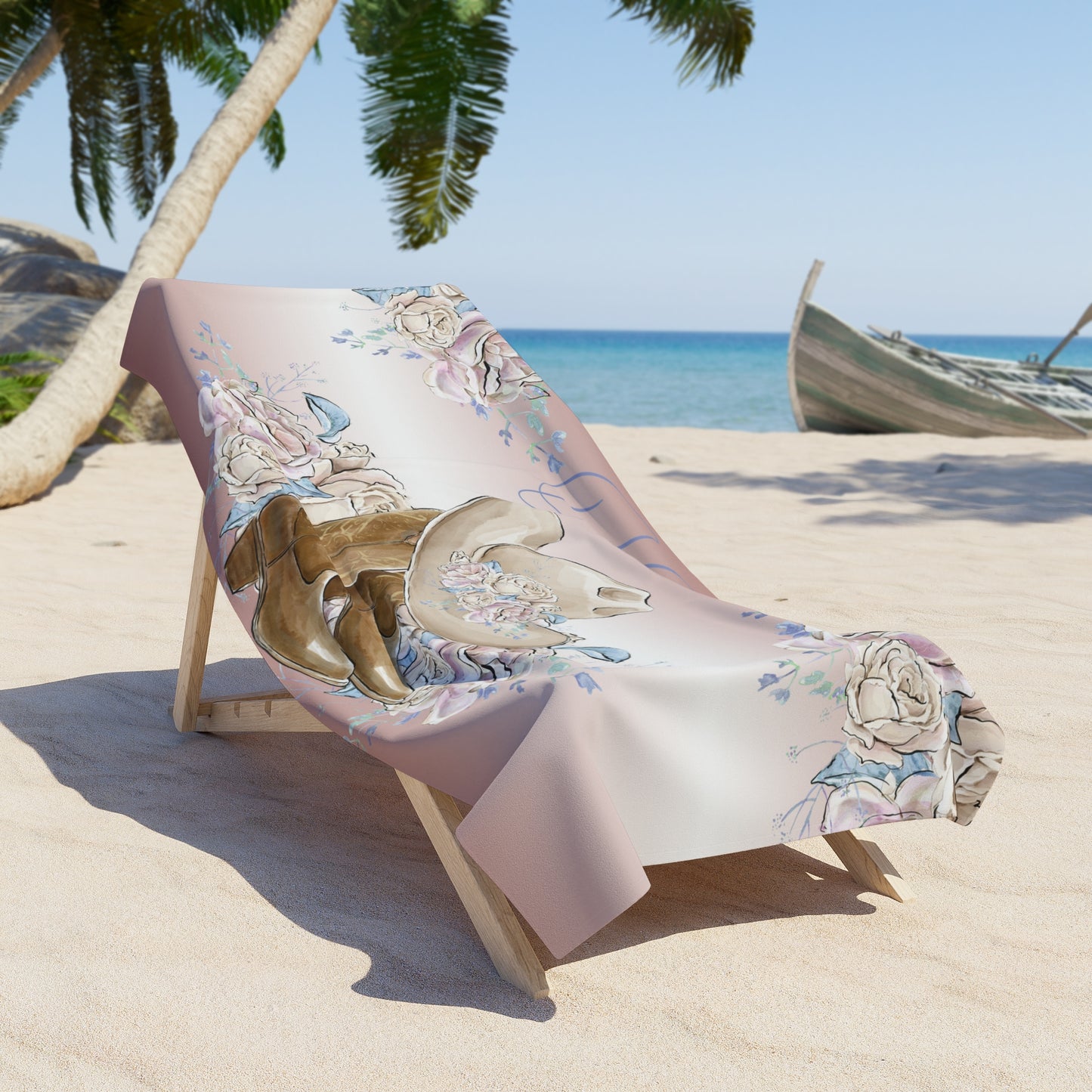 Beach Towel, Western Country Boots, Polycotton Towel, 2 sizes Available