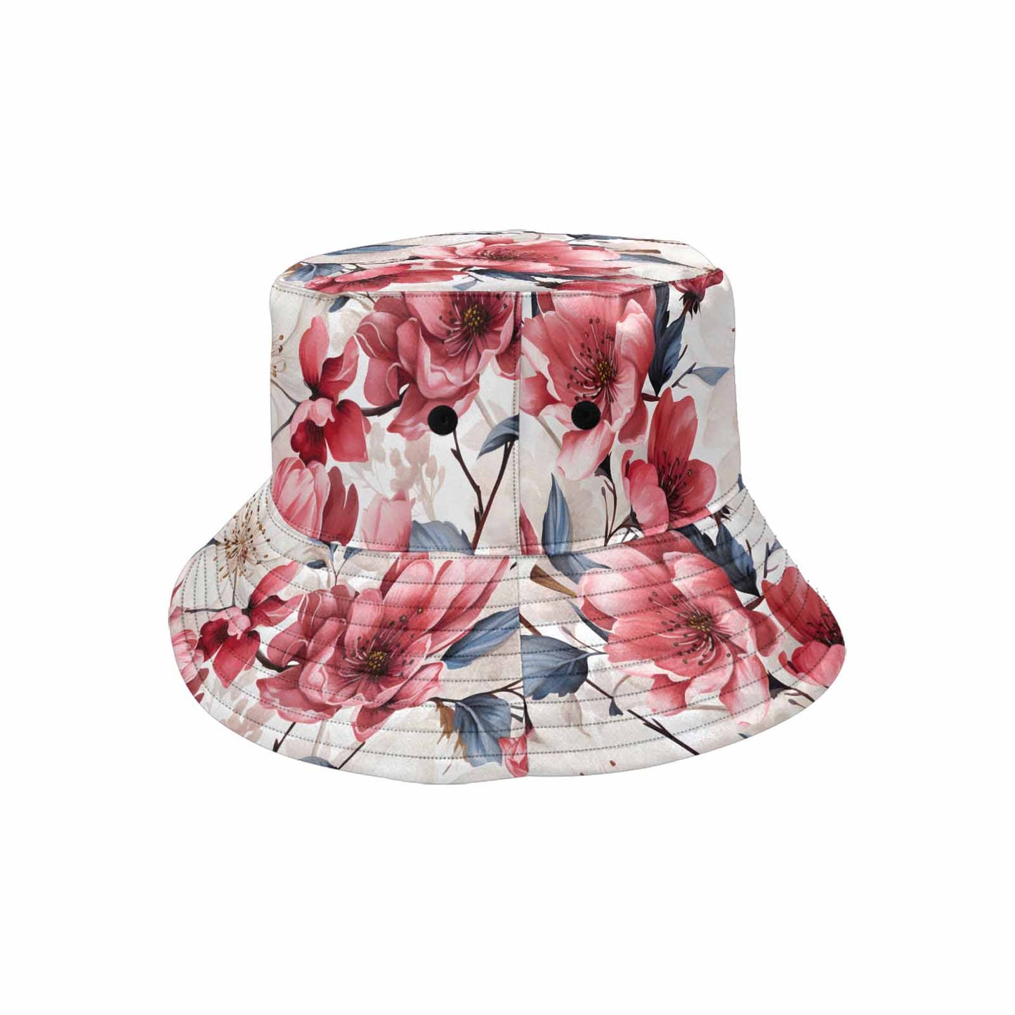 Pink Floral Small Unisex Summer Single-Layer Bucket Hat