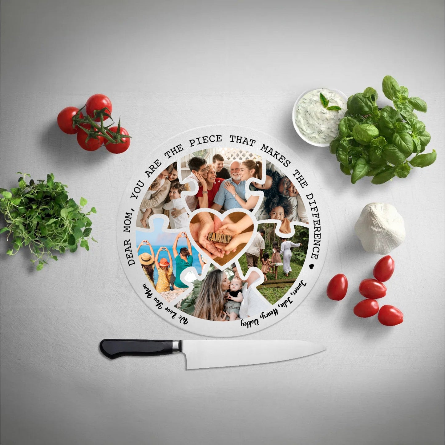 Personalised Mom, Glass Chopping Board Round 30cm