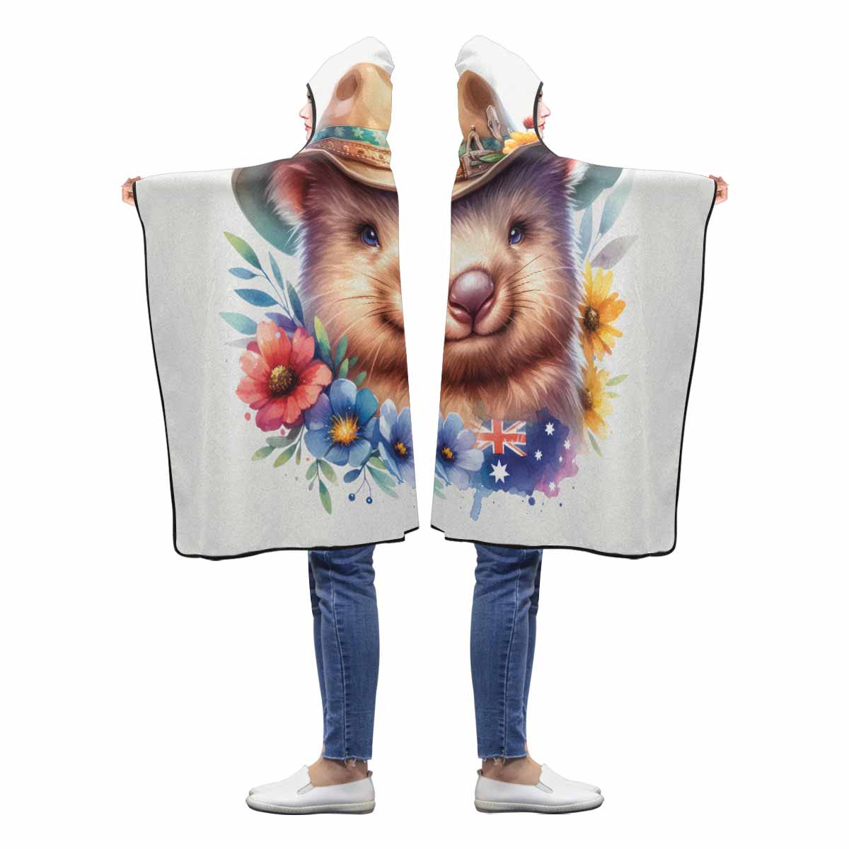 Australian Animal Wombat Awd1320 Hooded Blanket 50"x40"