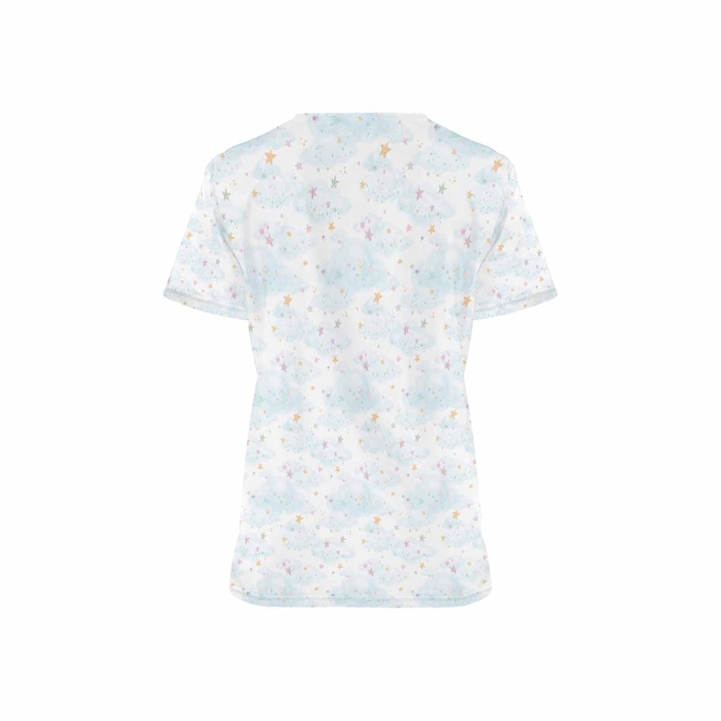 Cloud Stars Women's V Neck Scrub Top Nurse Uniform with Deep Front Pockets