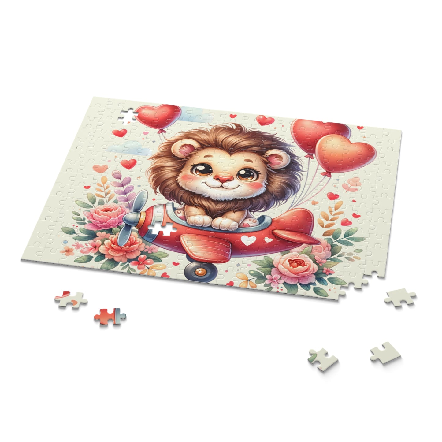 Personalised/Non-Personalised Puzzle, Lion in Plane (120, 252, 500-Piece)