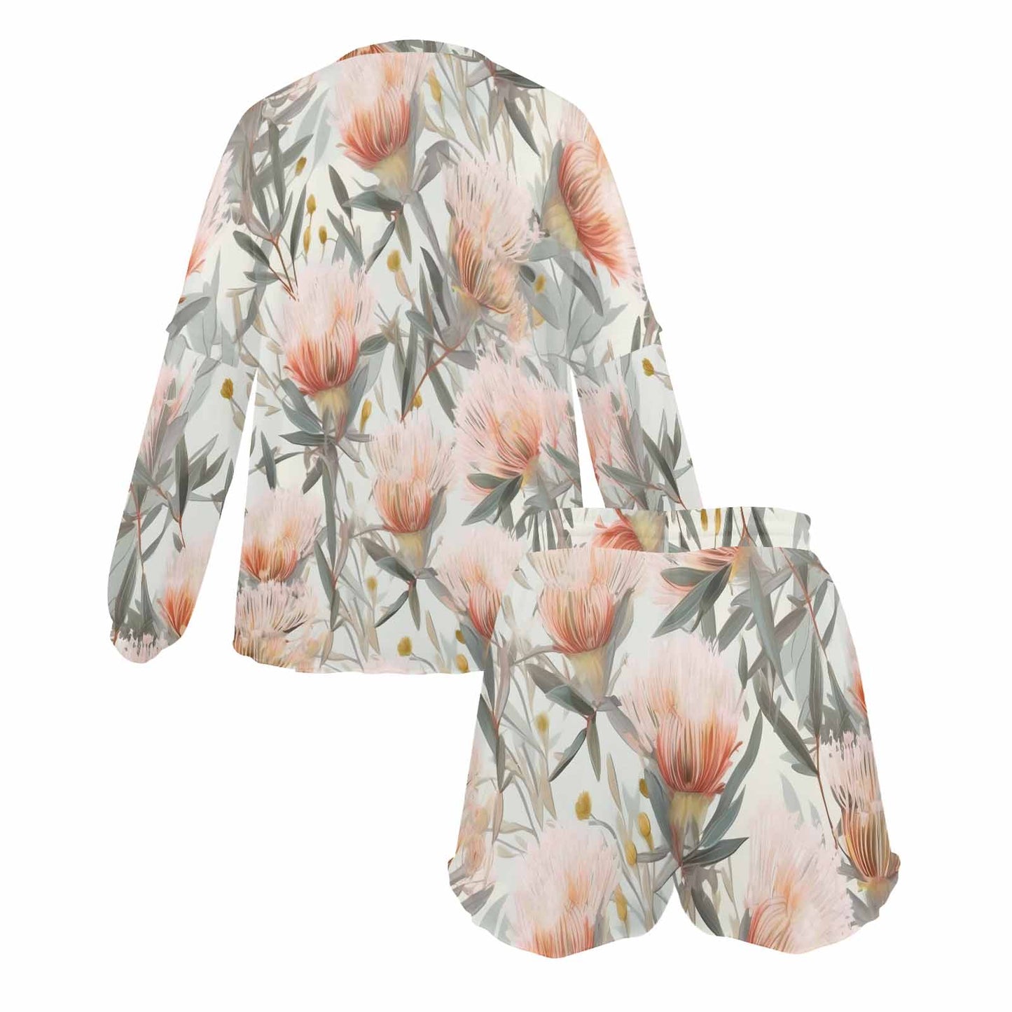 Australian Wattle Women's Long Sleeve Pajama Set with Shorts