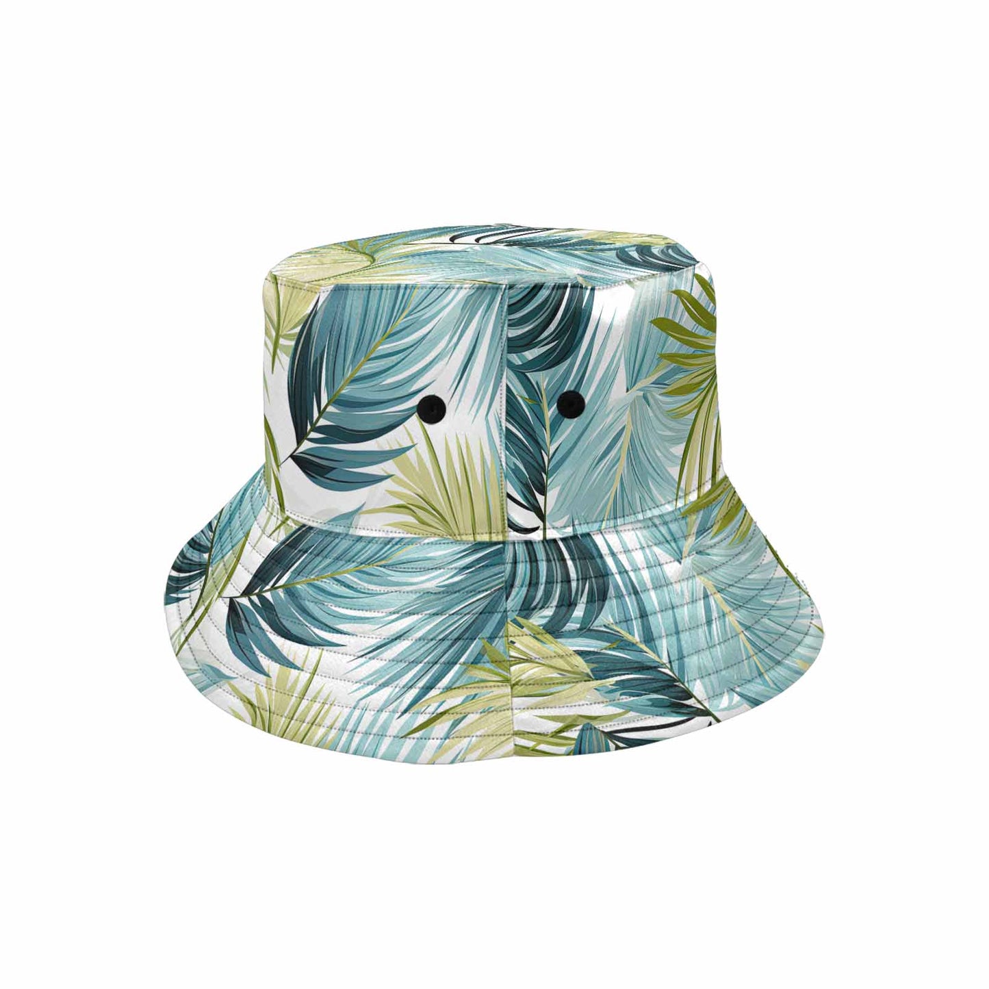 Palm Leaves Blue Green Unisex Summer Single-Layer Bucket Hat