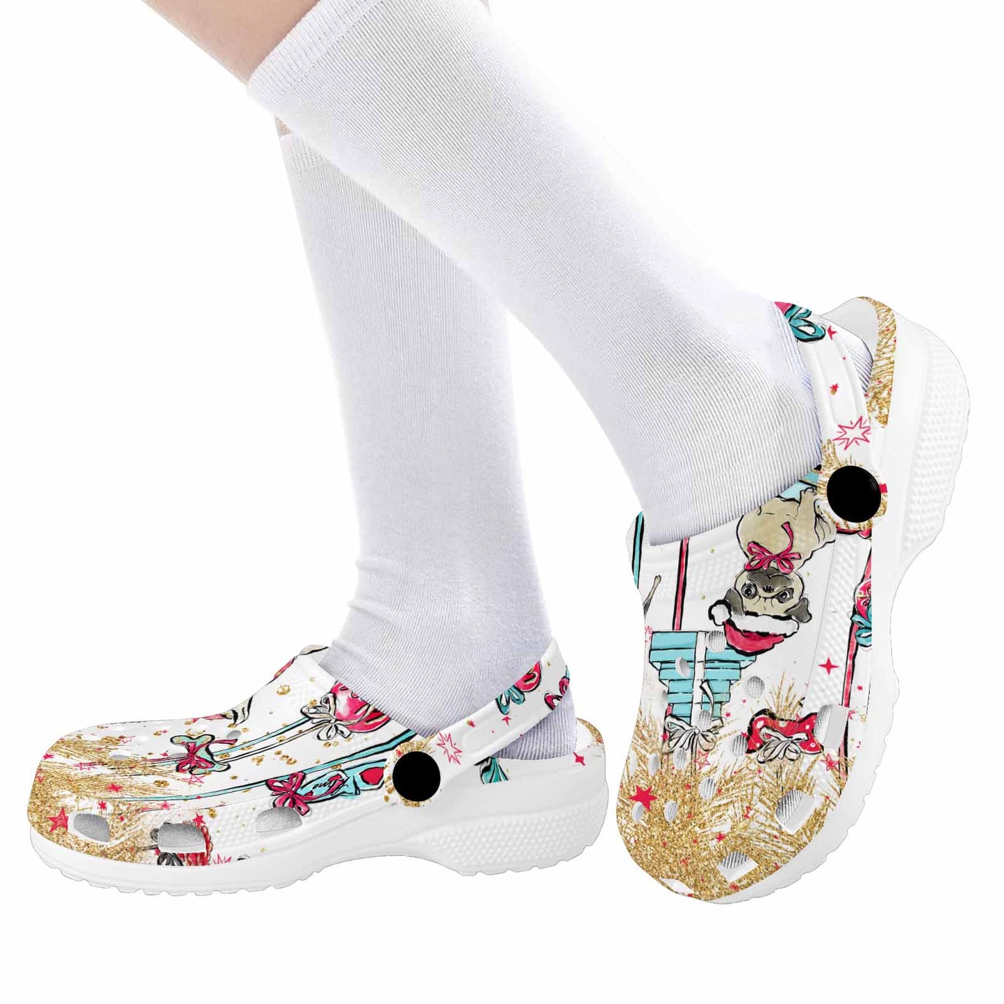 Christmas Dog Pendants Custom Print Kids Clogs