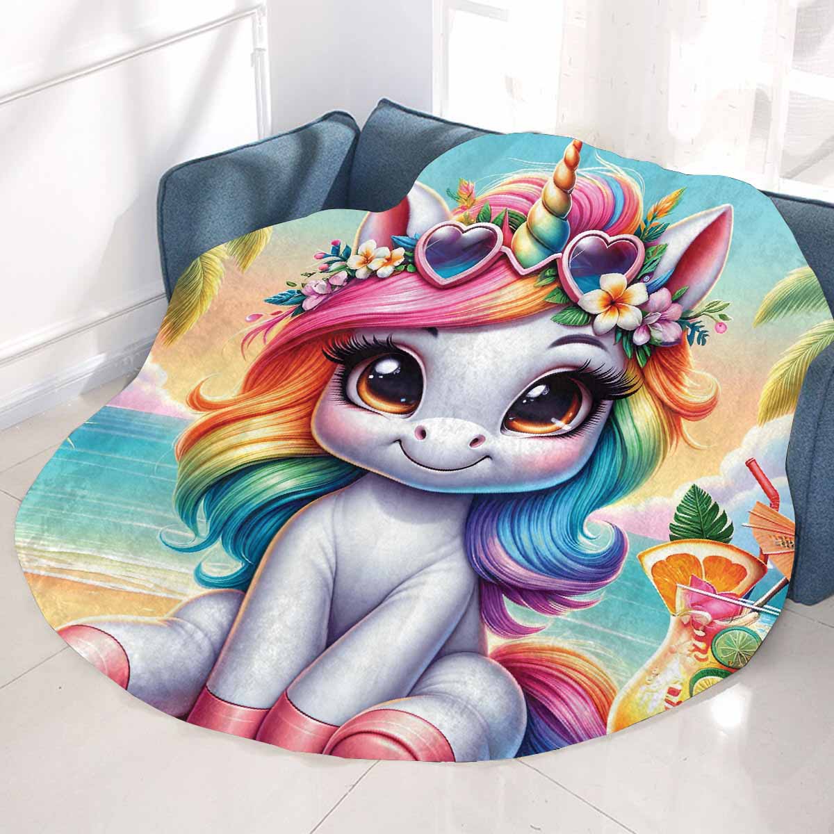 Unicorn_Awd35125 Circular Micro Fleece Blanket 47"