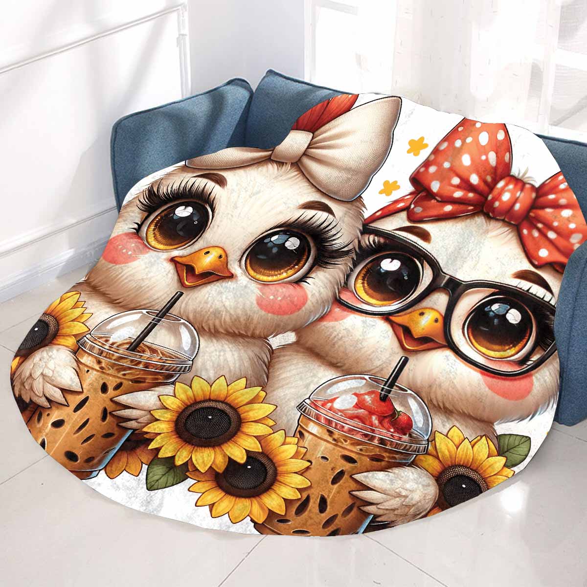 Chickens_Awd35169 Circular Micro Fleece Blanket 60"