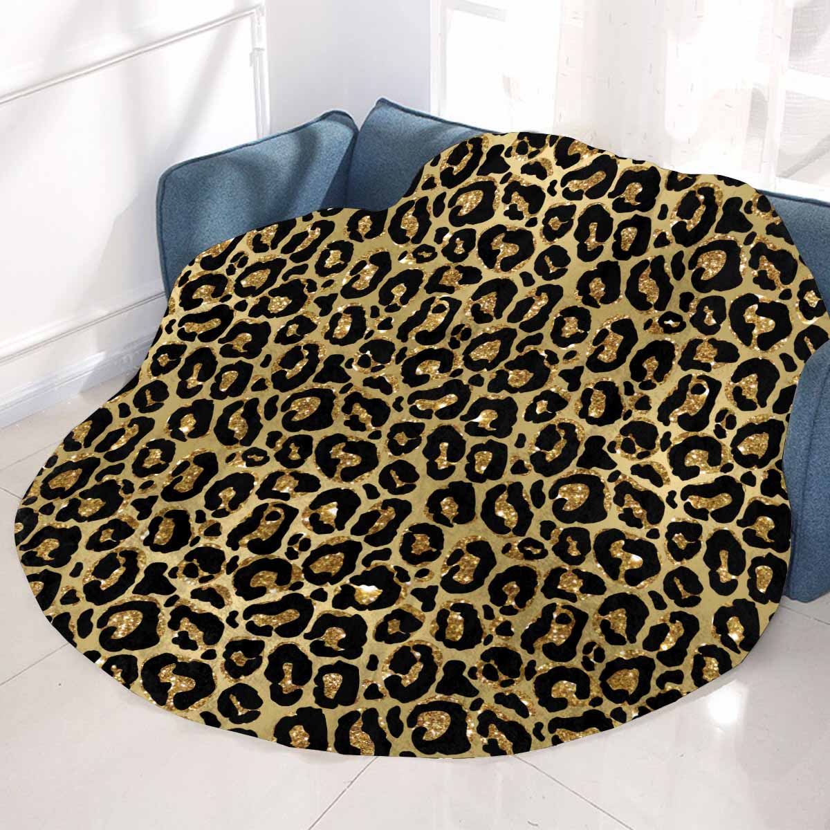 Animal print 4 Circular Micro Fleece Blanket 60"
