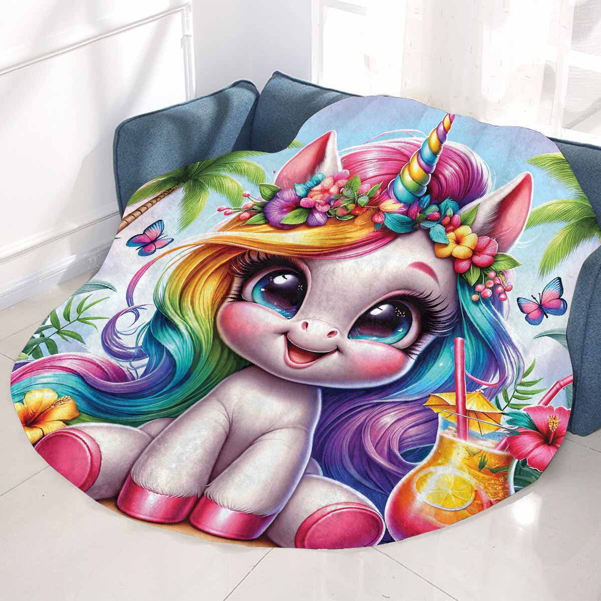 Unicorn_Awd35129 Circular Micro Fleece Blanket 47"