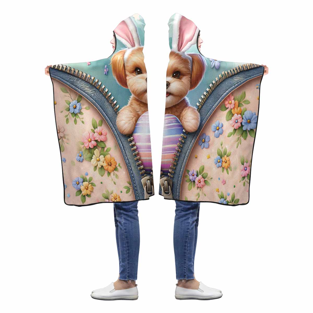 Easter Puppy Awd1309 Hooded Blanket 50"x40"