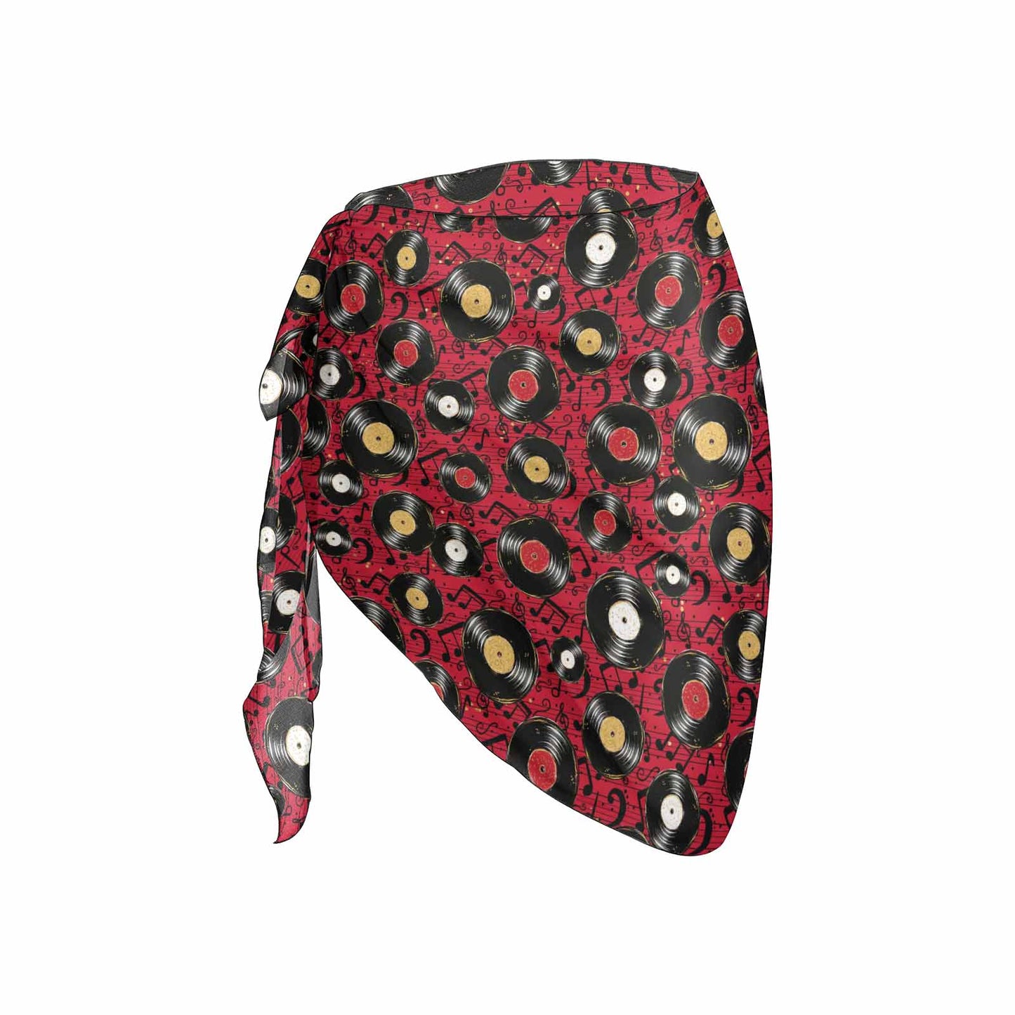 Music Records Red Women's Beach Sarong Wrap