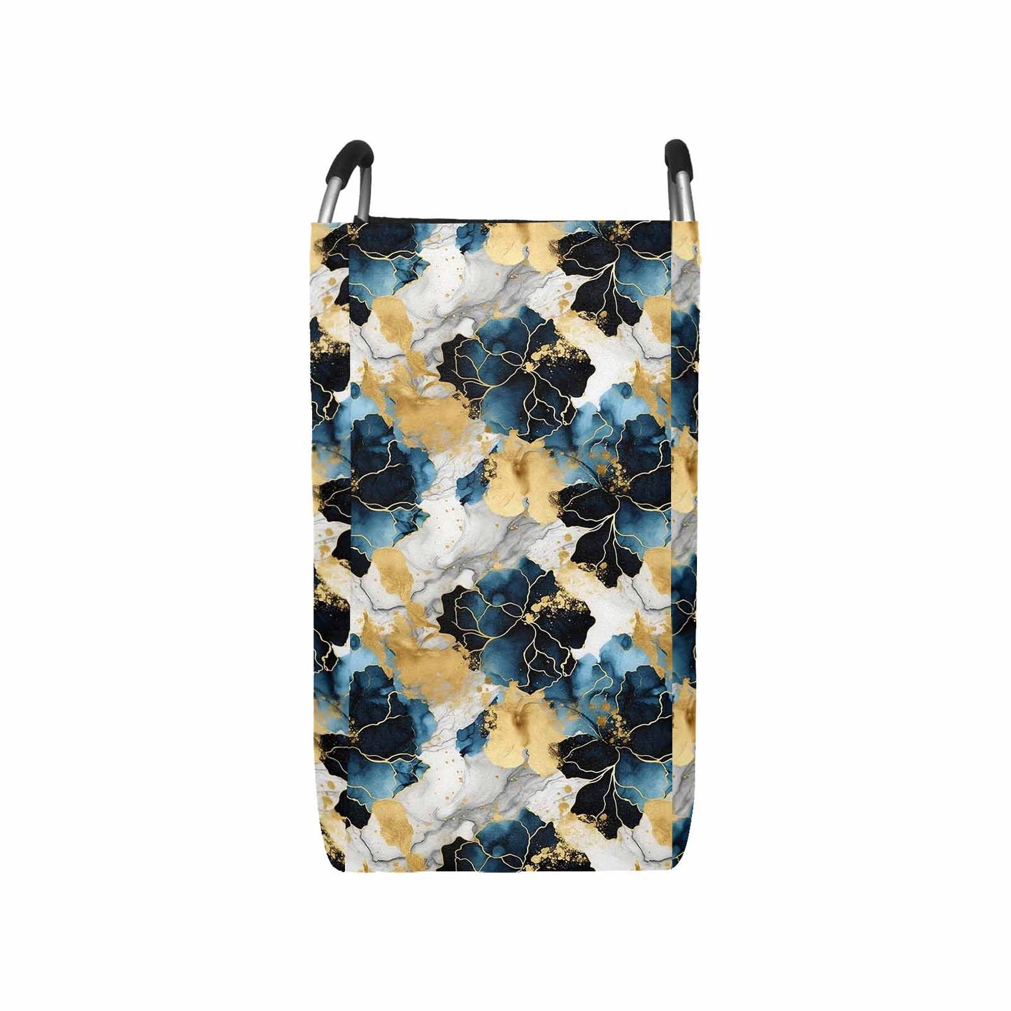 Blue Ink Floral Square Laundry Basket