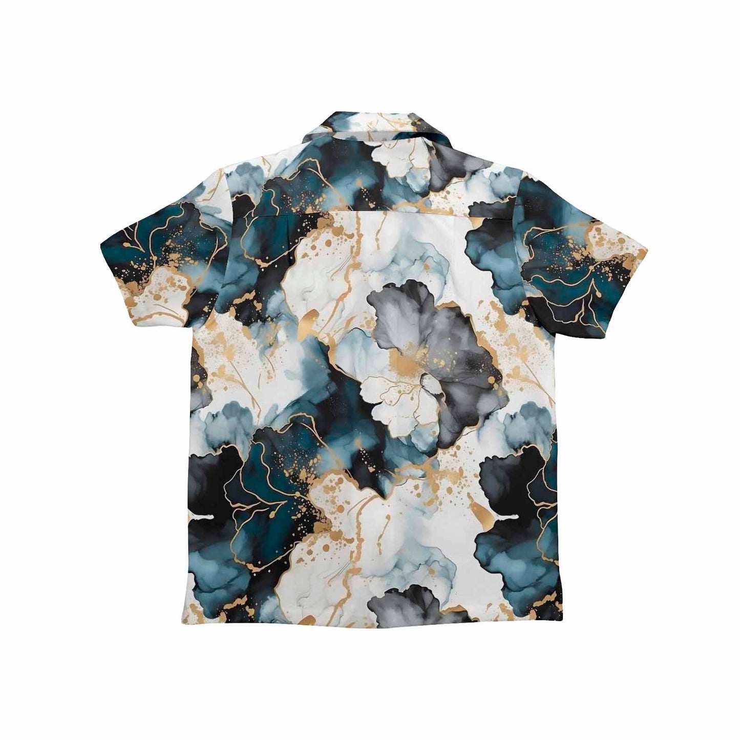 Black Ink Floral Little Boys Hawaiian Shirt
