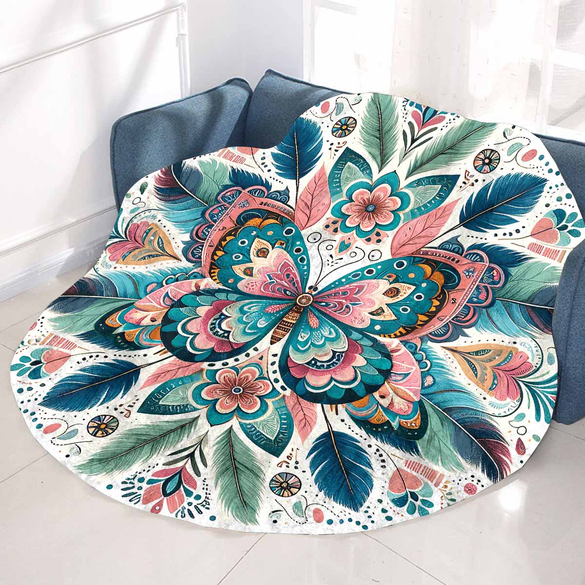 Mandella_Butterfly_Awd35154 Circular Micro Fleece Blanket 60"