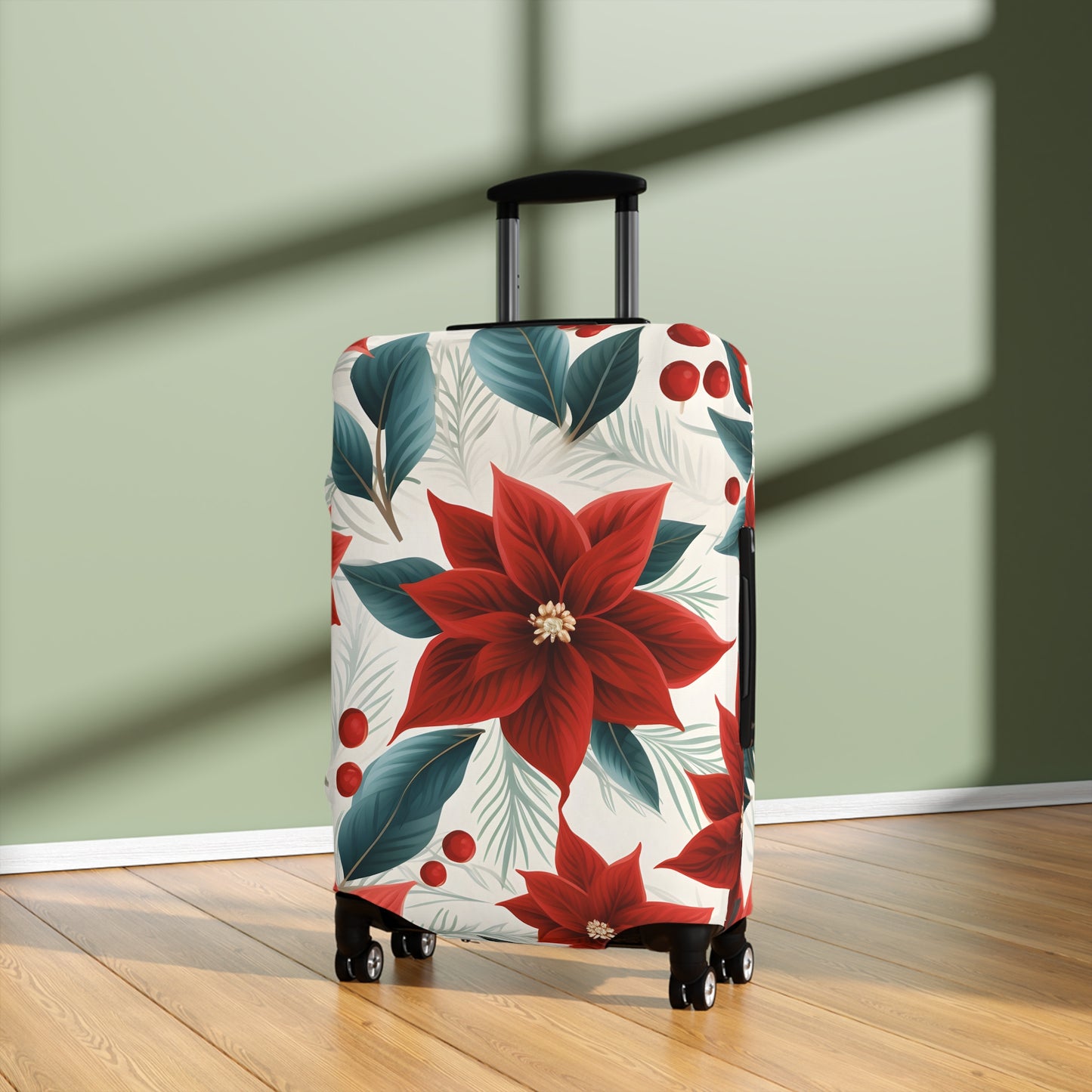 Luggage Cover, Red Poinsettia