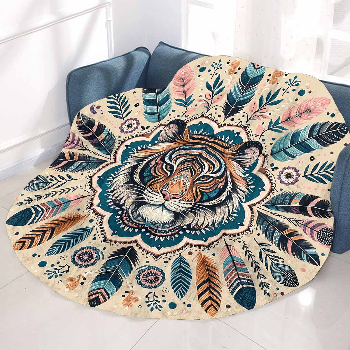 Mandella_Tiger_Awd35152 Circular Micro Fleece Blanket 60"