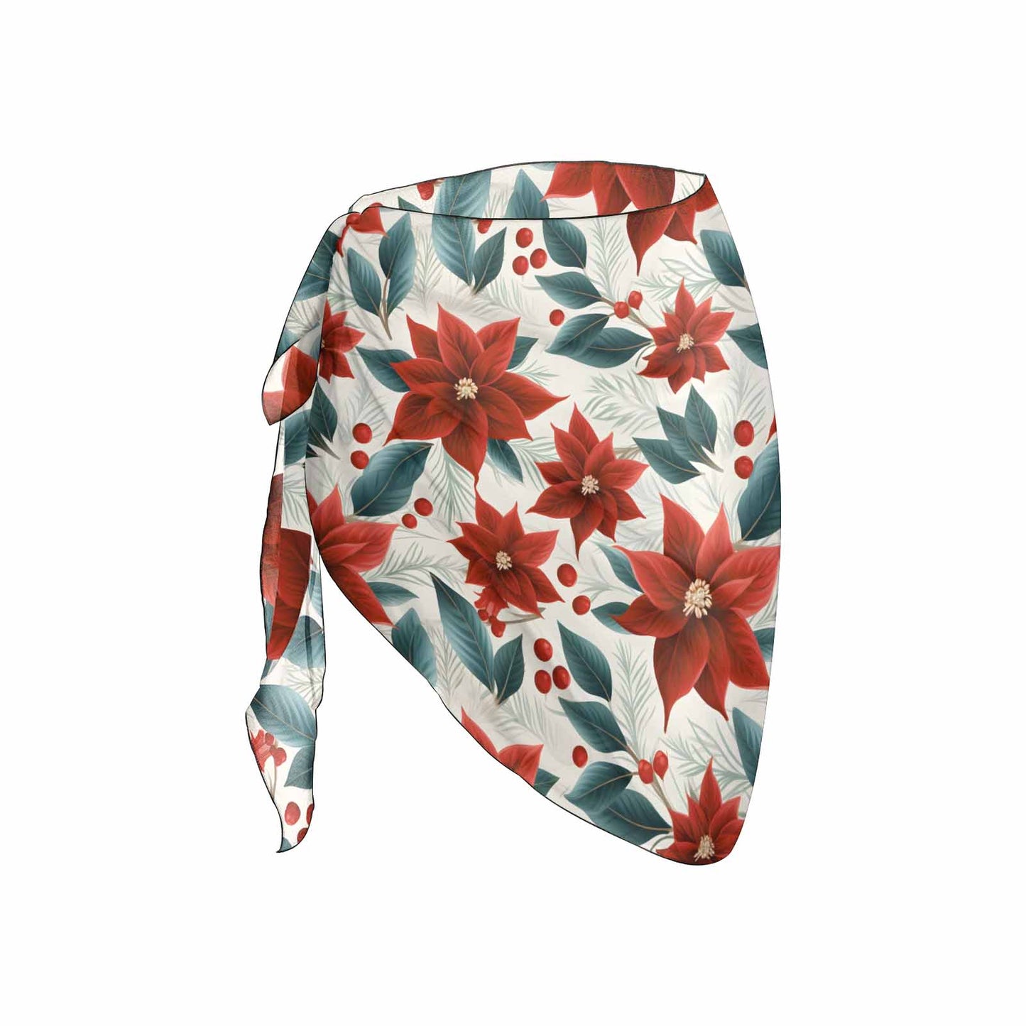 Red Poinsettia Women's Beach Sarong Wrap