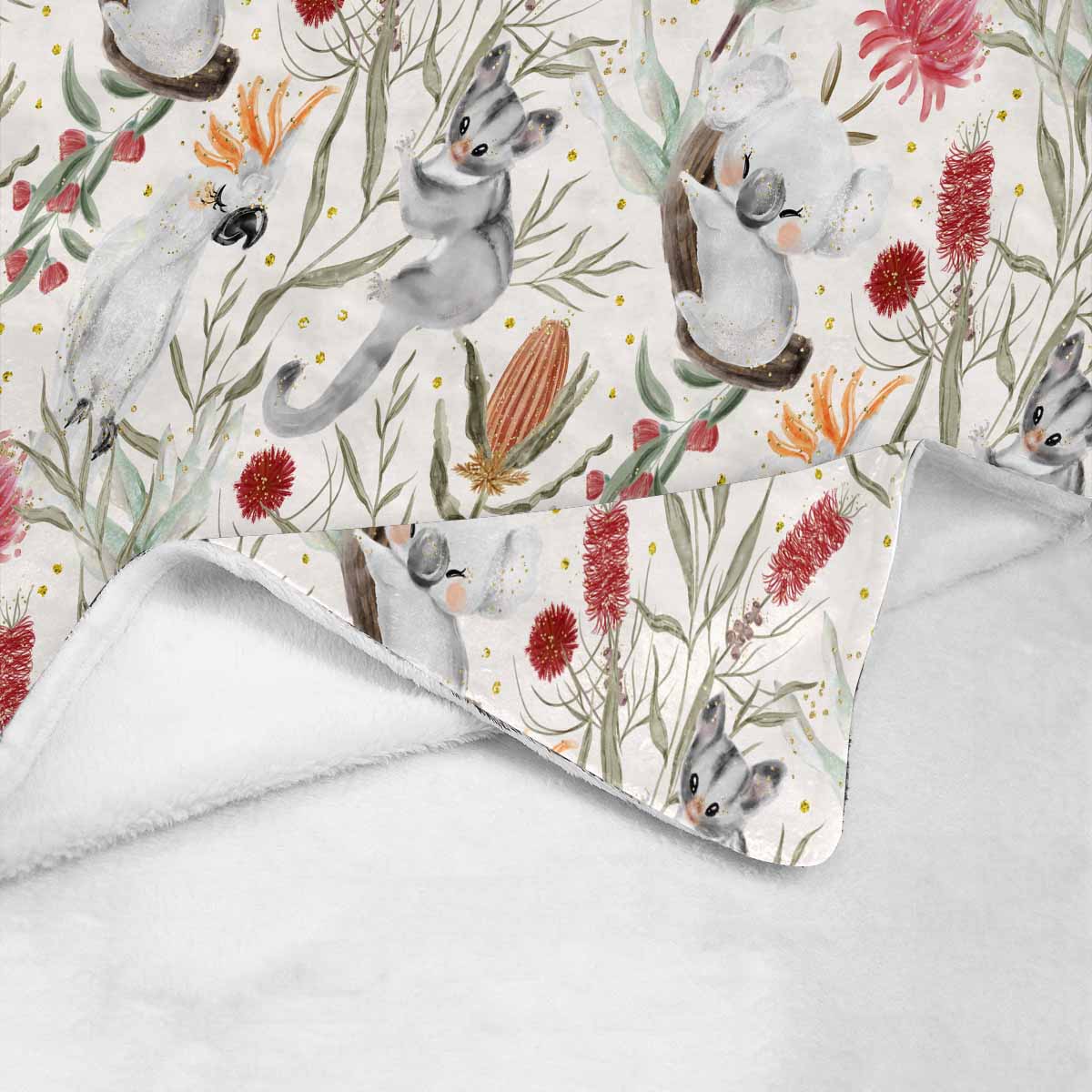 Australian Animals, Koala Cockatoo and Sugar Glider Ultra-Soft Micro Fleece Blanket 30*40