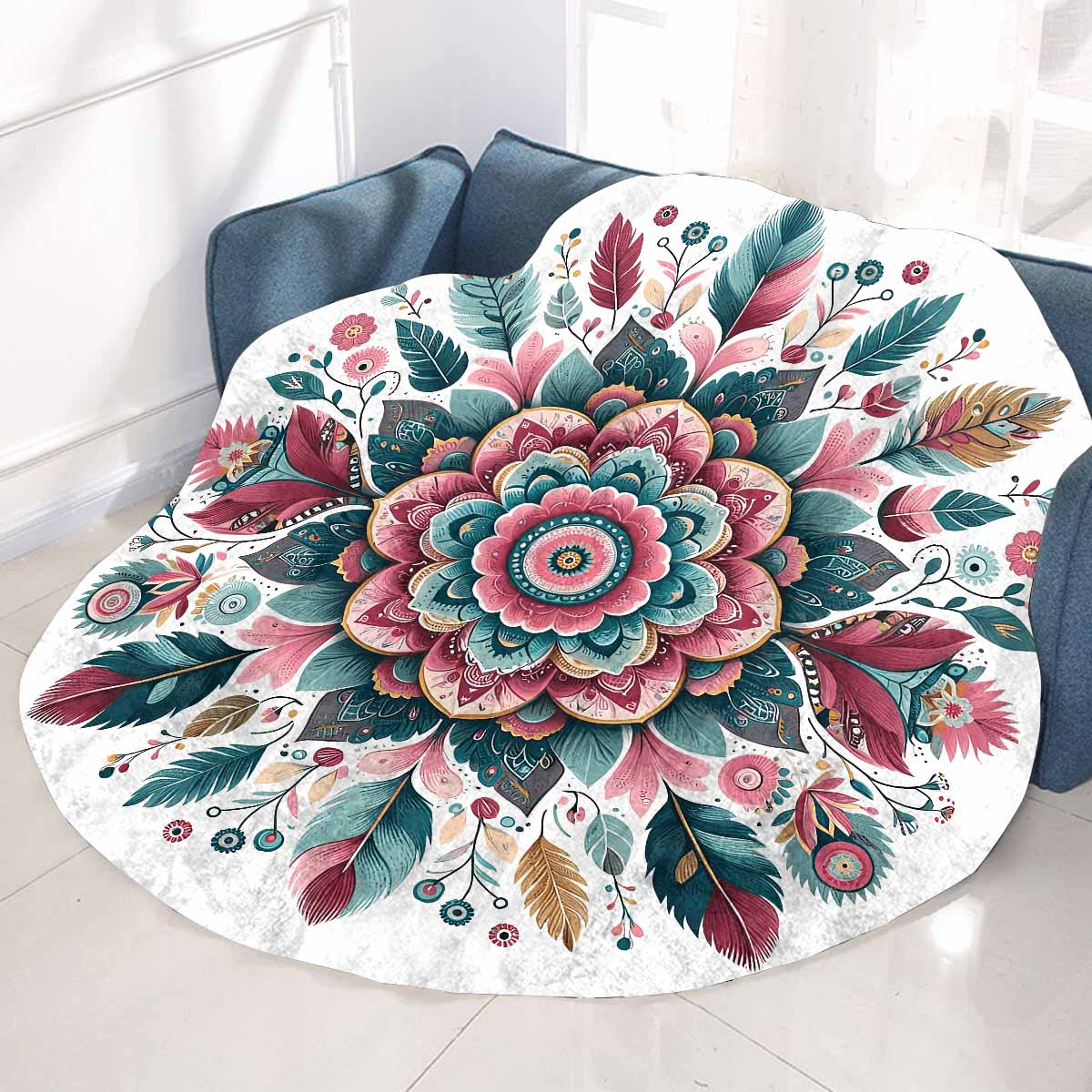 Mandalla_Awd35183 Circular Micro Fleece Blanket 60"