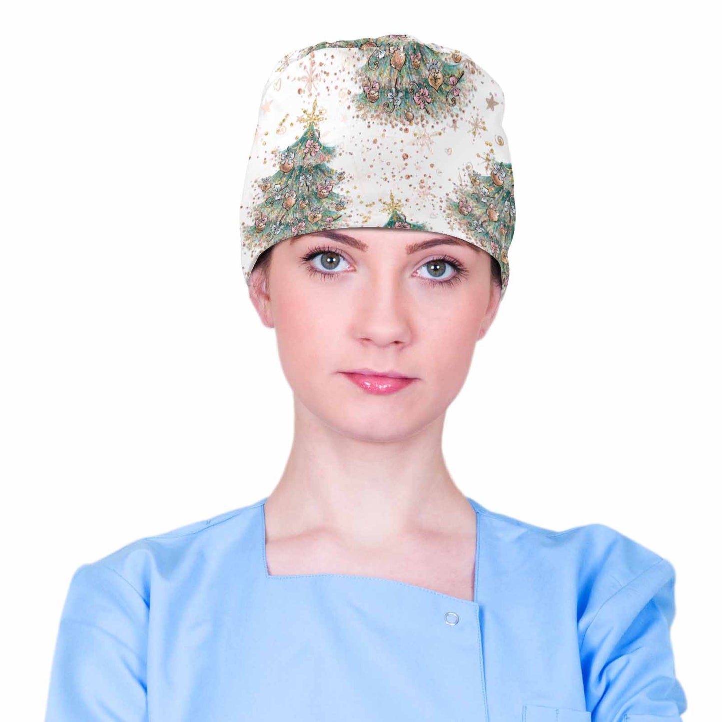White Christmas Scrub Cap