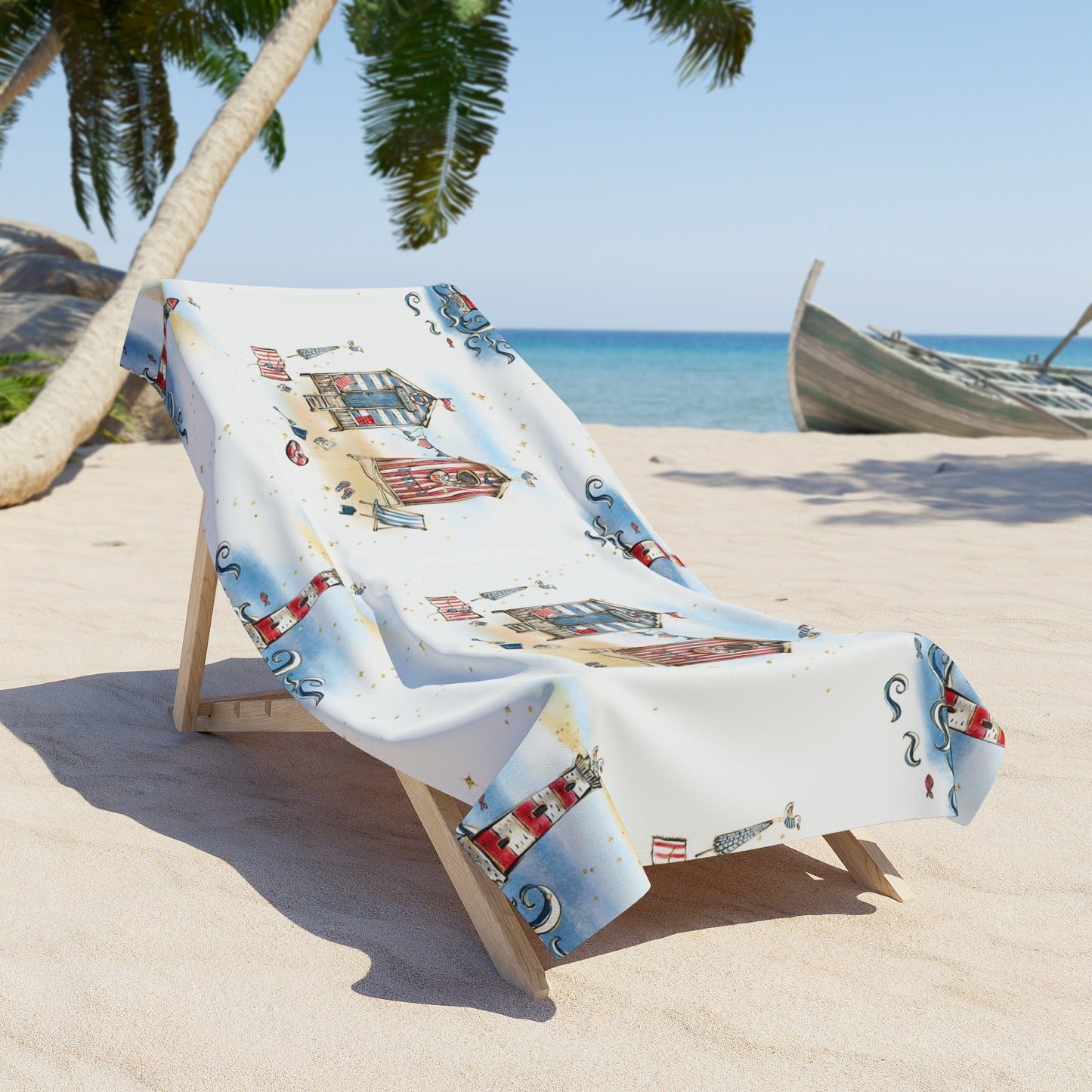 Beach Towel, Beach Huts, Polycotton Towel, 2 sizes Available