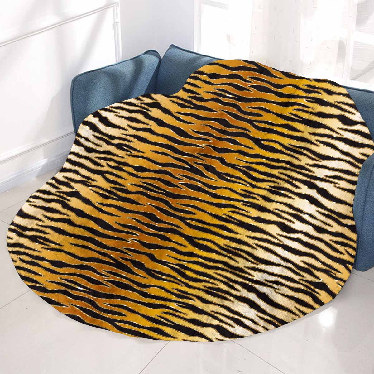 Glitter Gold Animal Print Circular Micro Fleece Blanket 60"