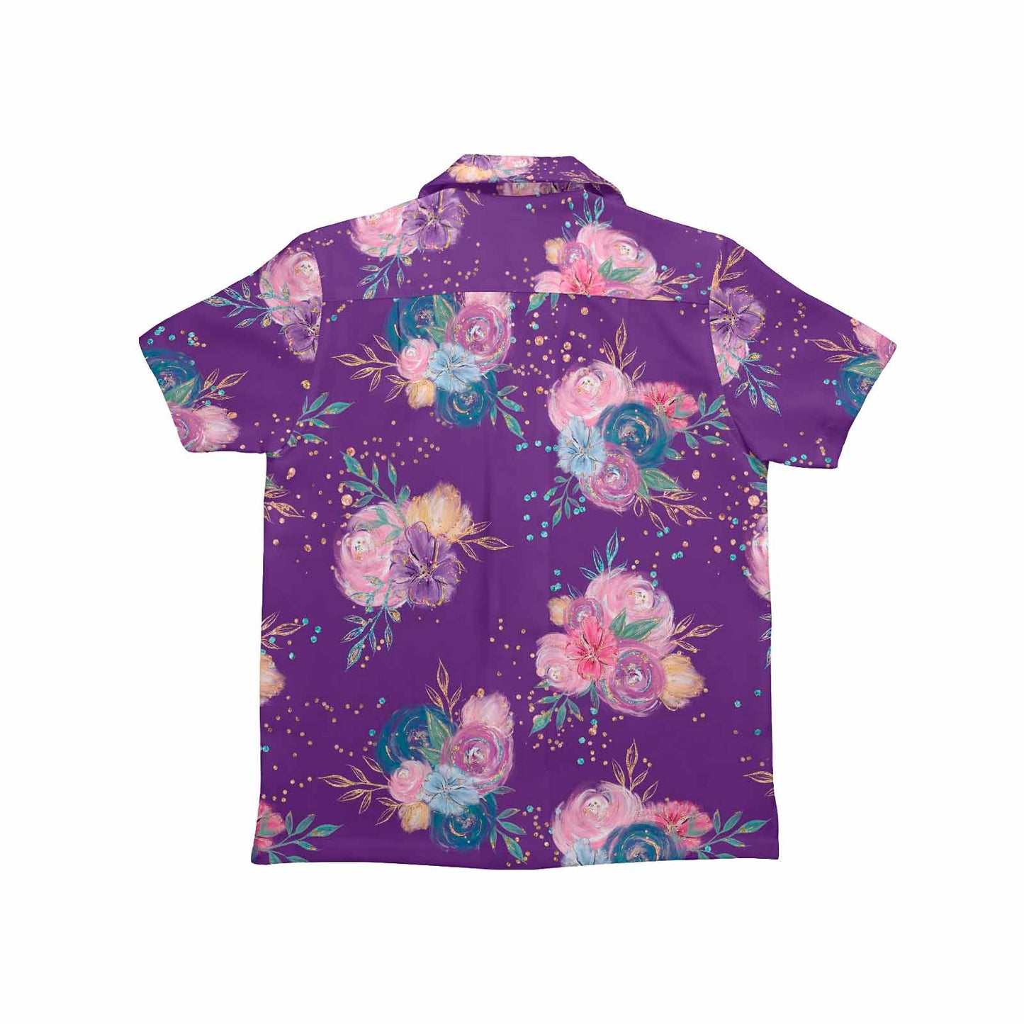 Purple Floral Little Boys Hawaiian Shirt