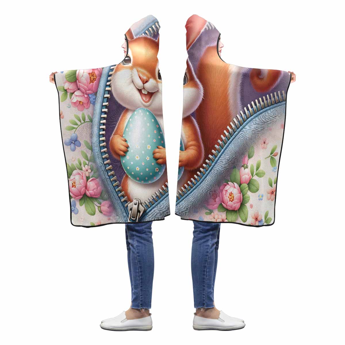Easter Rabbit Awd1301 Hooded Blanket 50"x40"