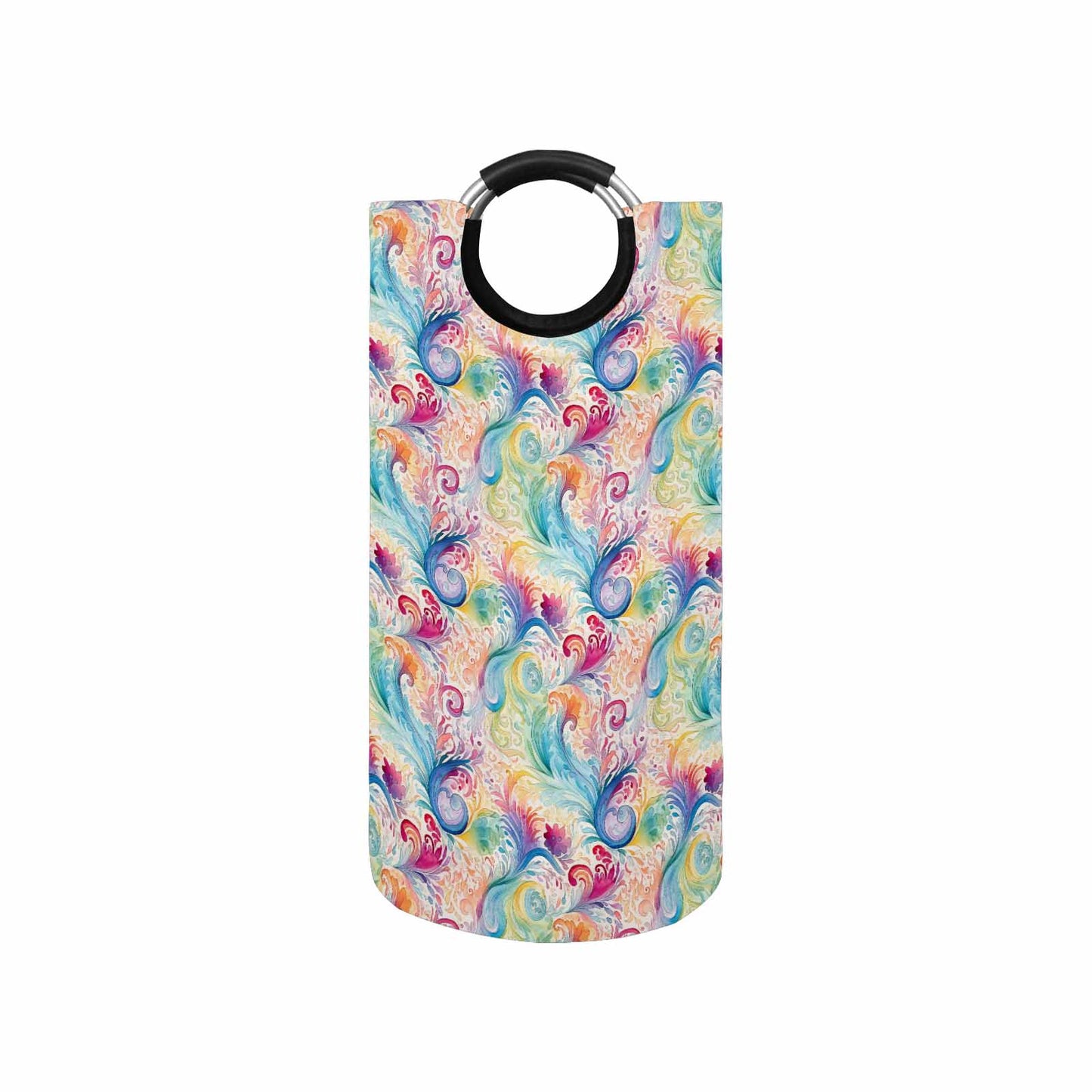 Pastel Rainbow Paisley Round Laundry Basket