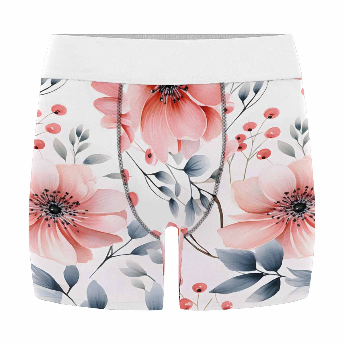 Apricot and Grey Floral Men's All Over Print Boxer Briefs (Made In AUS)