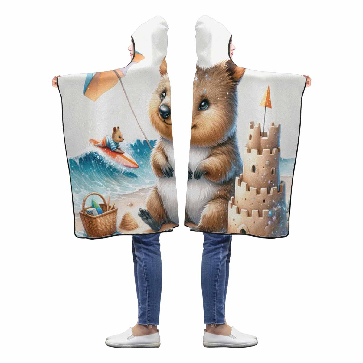 Australian Animal Kangaroo Awd1325 Hooded Blanket 50"x40"