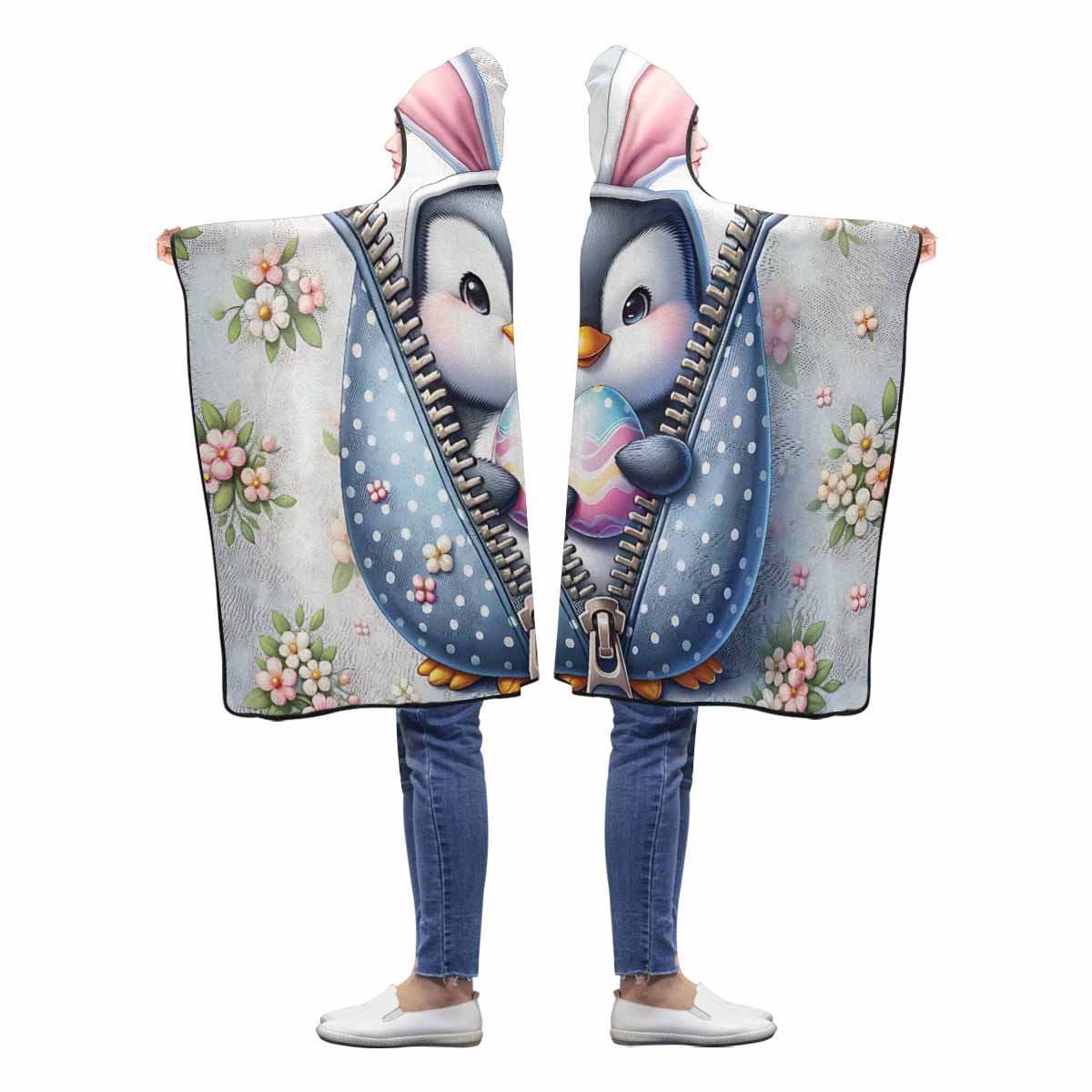 Easter Penguin Awd1306 Hooded Blanket 50"x40"