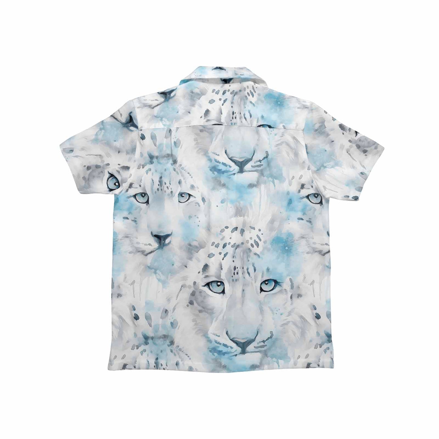 White Leopard Little Boys Hawaiian Shirt