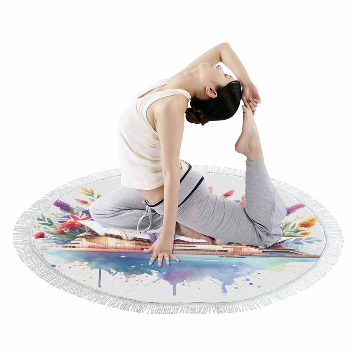 Opera House Awd1312 Circular Beach Towel Shawl 59"