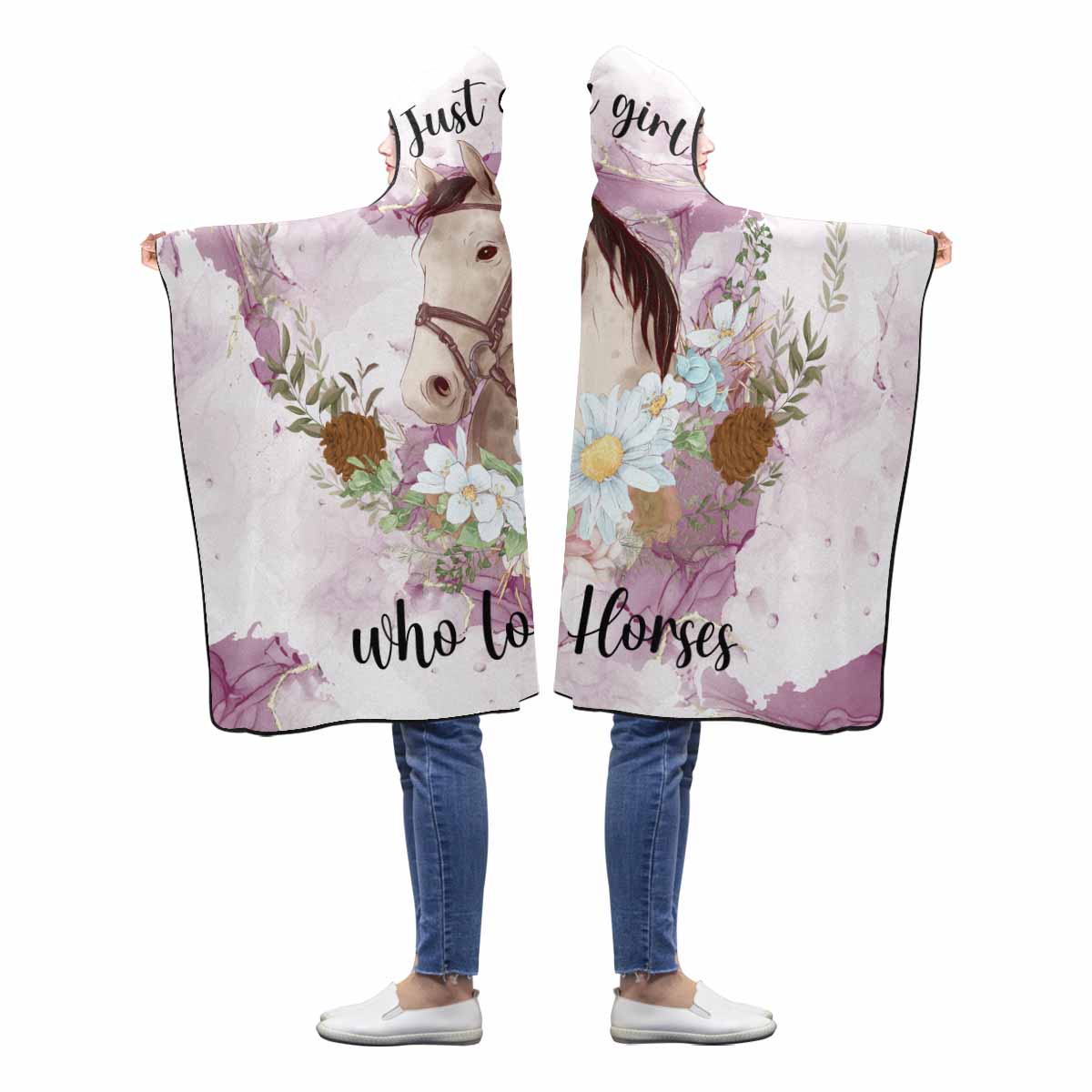Just a Girl Who Loves Horses Awd1339 Hooded Blanket 60"x50"