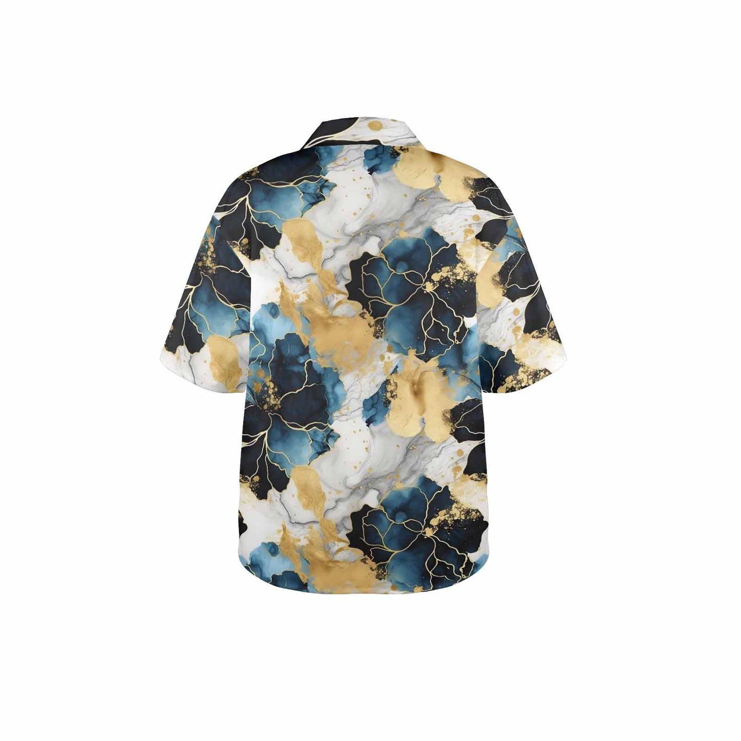 Blue Ink Floral Women's Hawaiian Shirt