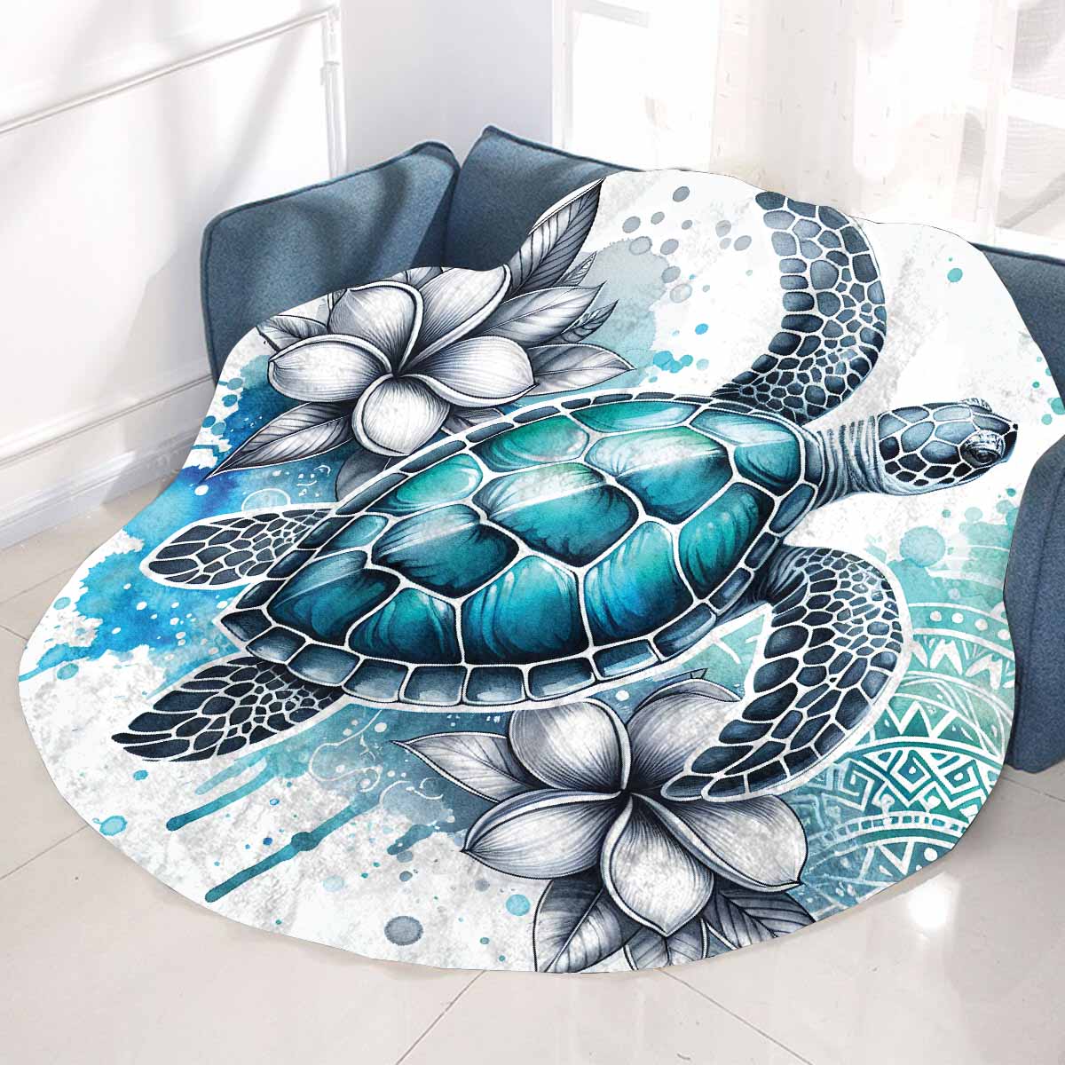 Turtle_Awd35195 Circular Micro Fleece Blanket 60"