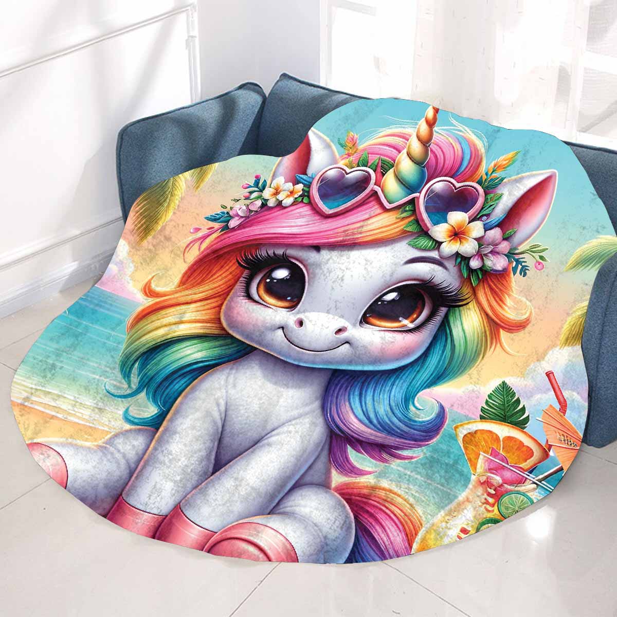 Unicorn_Awd35125 Circular Micro Fleece Blanket 60"