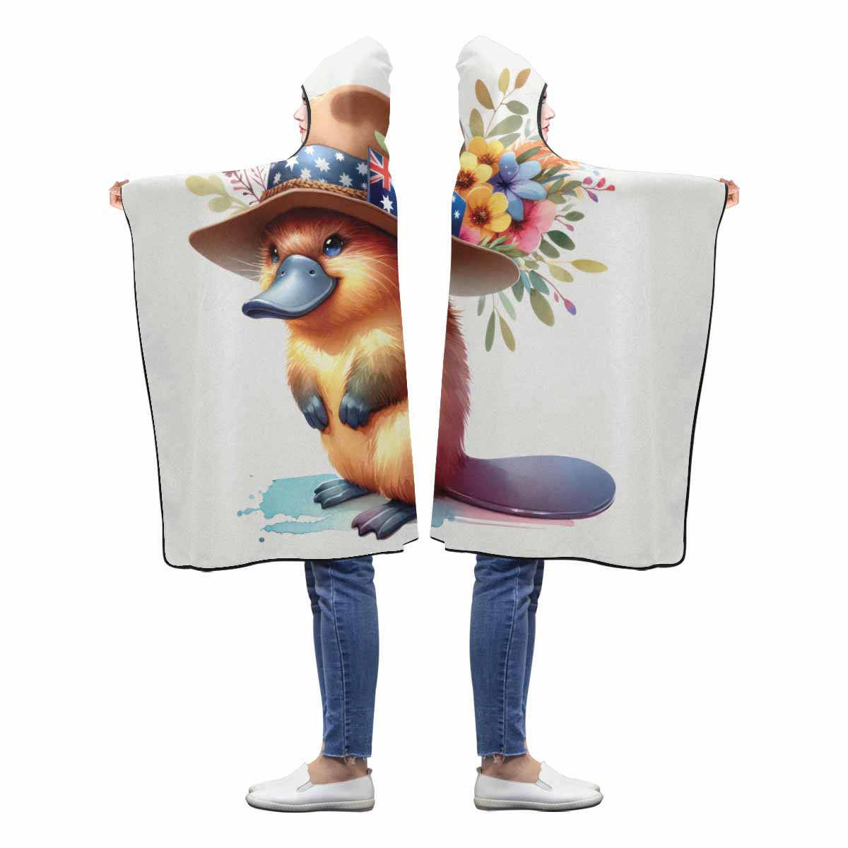 Australian Animal Platypus Awd1319 Hooded Blanket 60"x50"