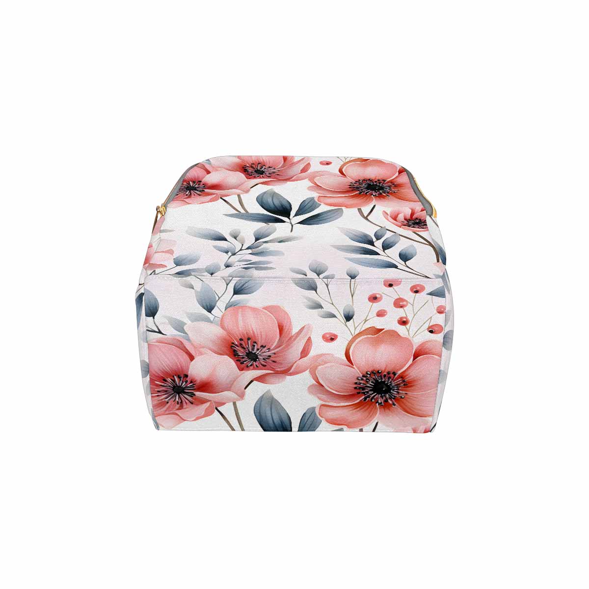 Apricot and Grey Floral Diaper Bag Backpack