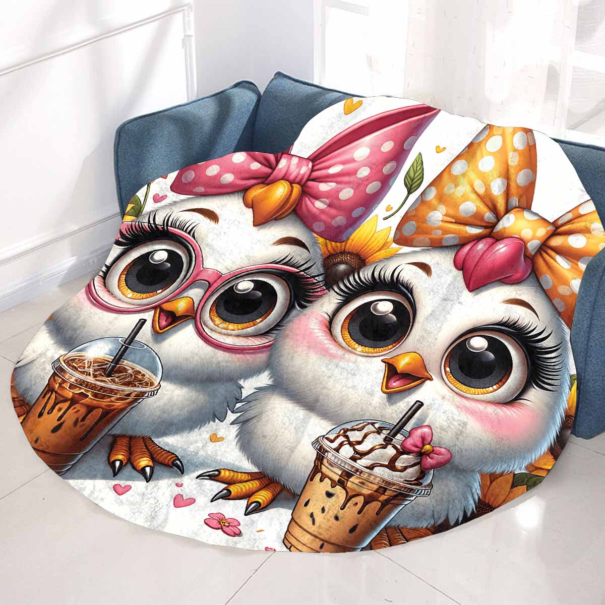 Chickens_Awd35179 Circular Micro Fleece Blanket 60"