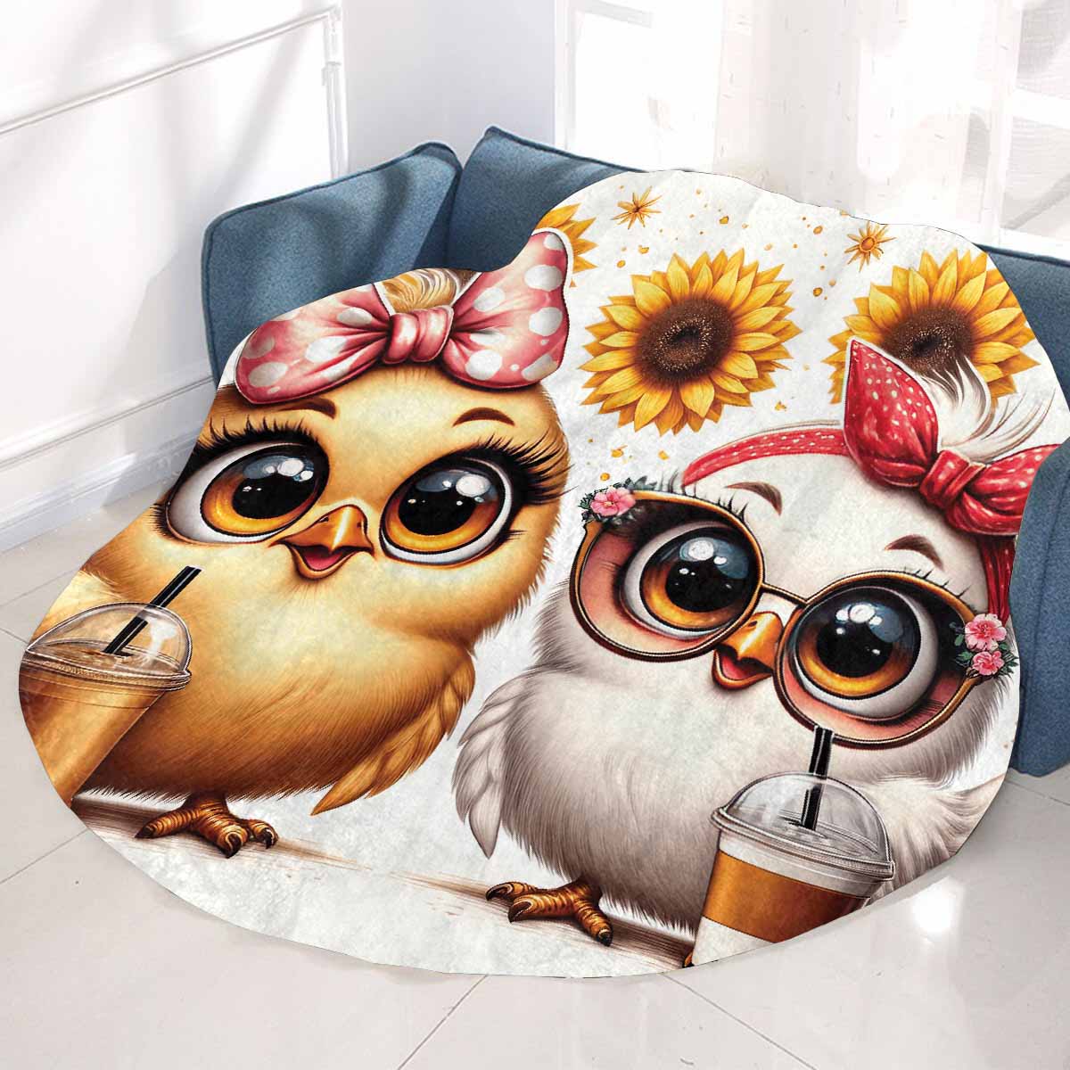 Chickens_Awd35168 Circular Micro Fleece Blanket 47"