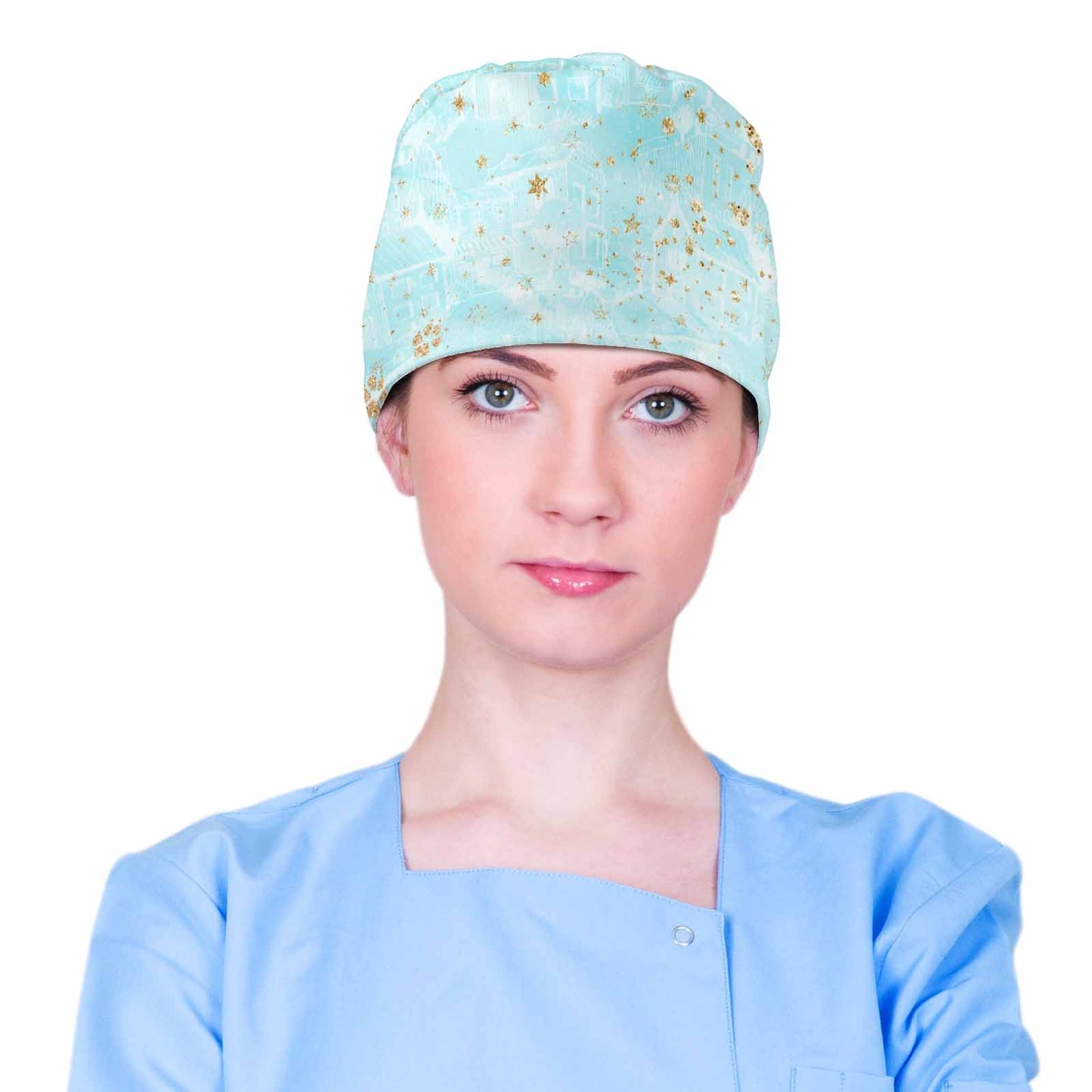 Nurse Scrub Cap Doggie Christmas Pawprints Scrub Cap