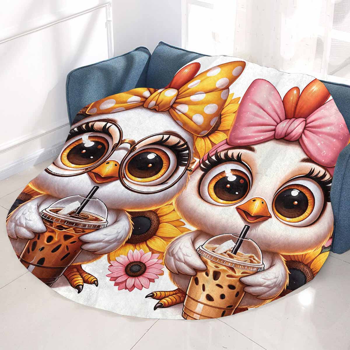 Chickens_Awd35181 Circular Micro Fleece Blanket 47"