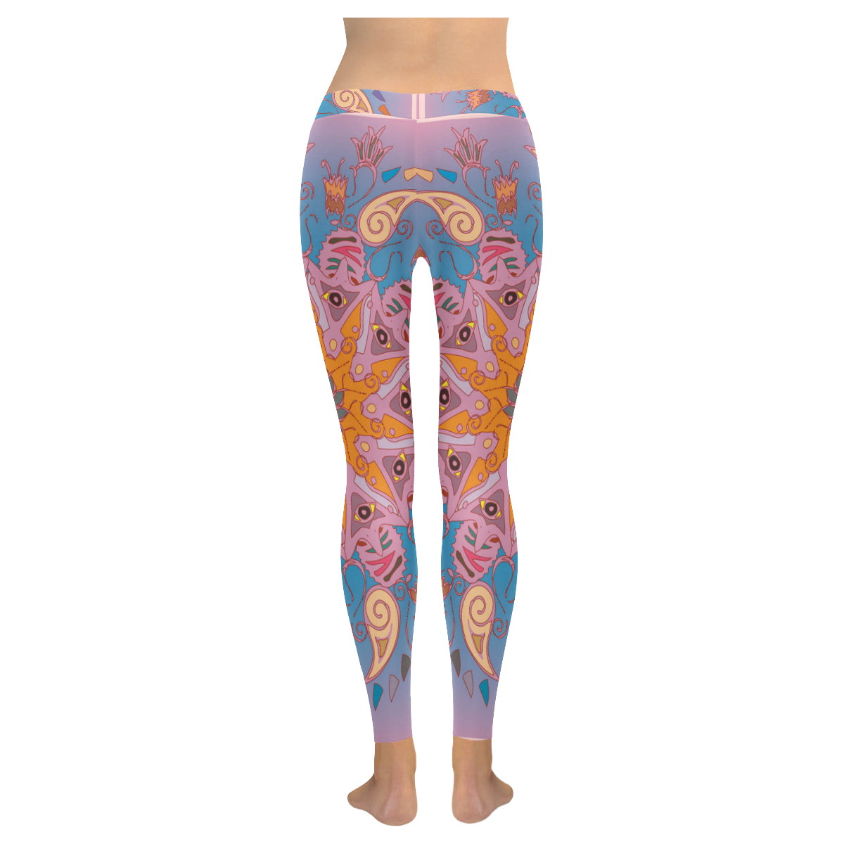 Colorful antistress mandala Women's Low Rise Leggings (Invisible Stitch)